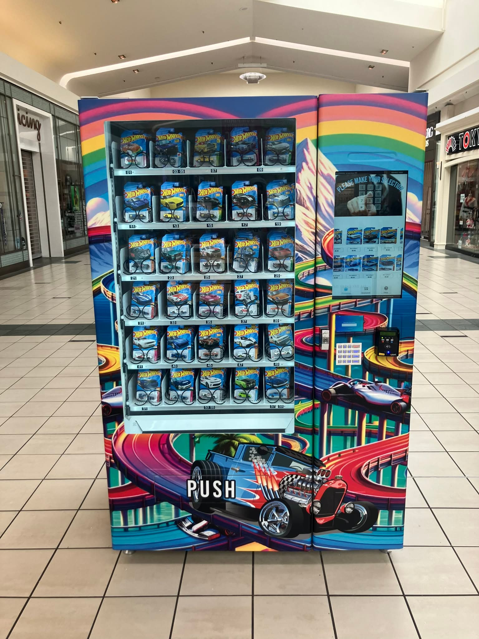 VendToyz Hot Wheels themed vending machine at Lakewood Center Mall